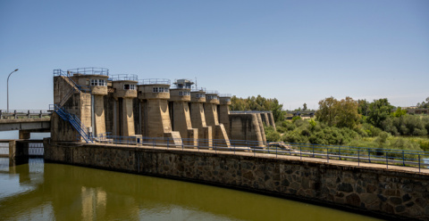 La Confederación Hidrográfica del Guadiana reduce temporalmente el nivel del embalse de Montijo para realizar labores de mantenimiento