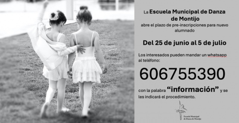 Abierto el plazo de preinscripción para nuevos alumnos en la Escuela Municipal de Danza de Montijo