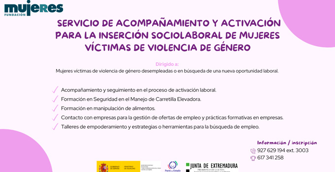Servicio de acompañamiento y activación para la inserción sociolaboral de mujeres víctimas de violencia de género